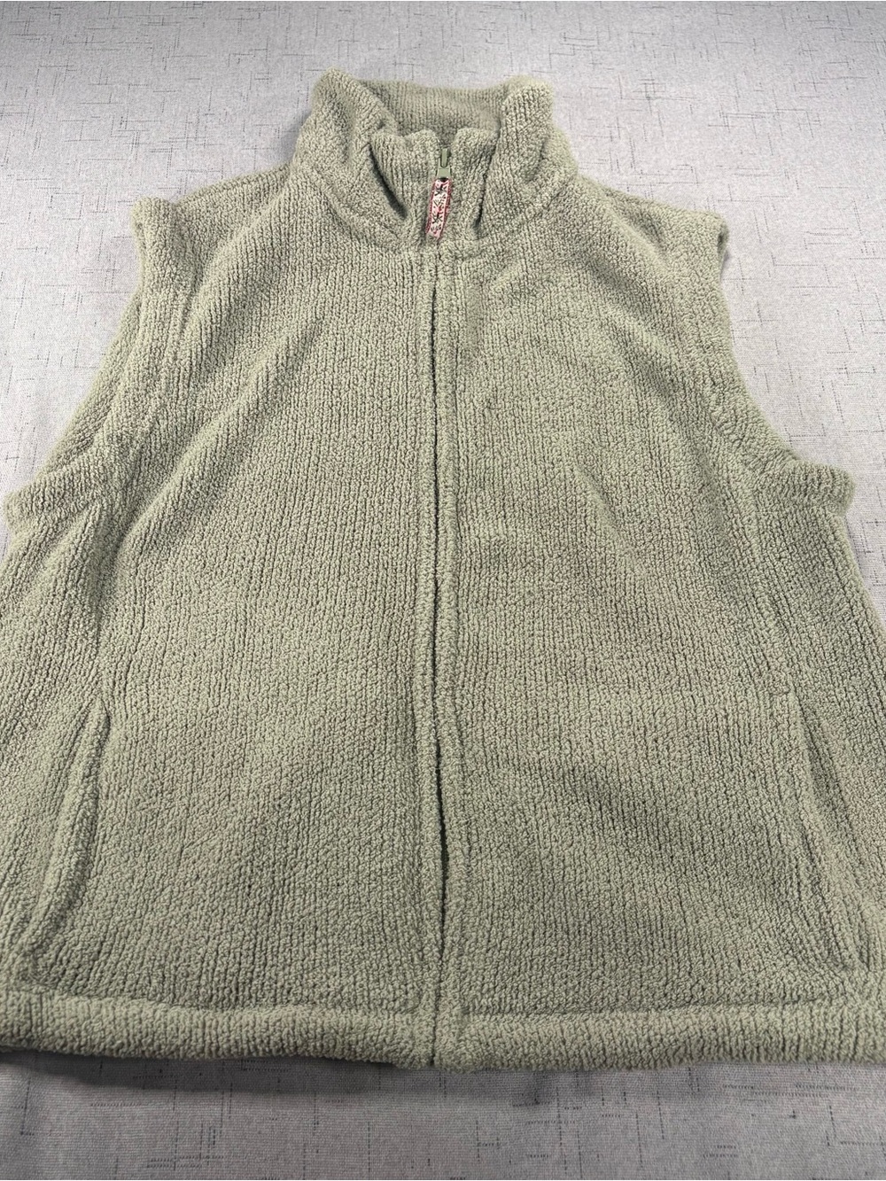Nina Capri Sage Green Zip-Front Fleece Vest